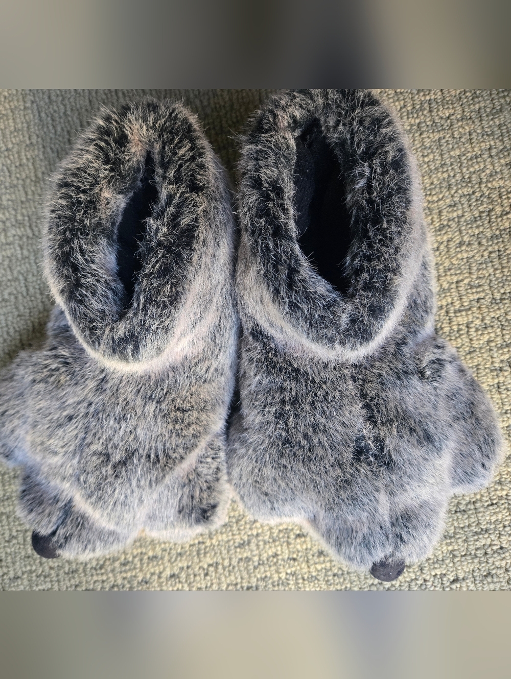 Novelty Monster Werewolf Claw Faux Fur Cozy Slipper Boots in Gray One Size